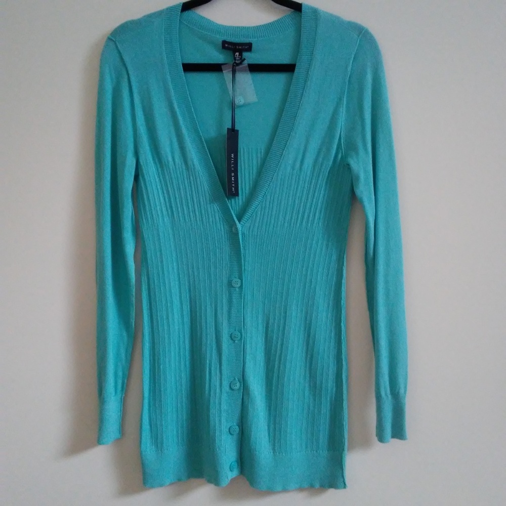 WILLI SMITH Cardigan Sweater Teal Medium